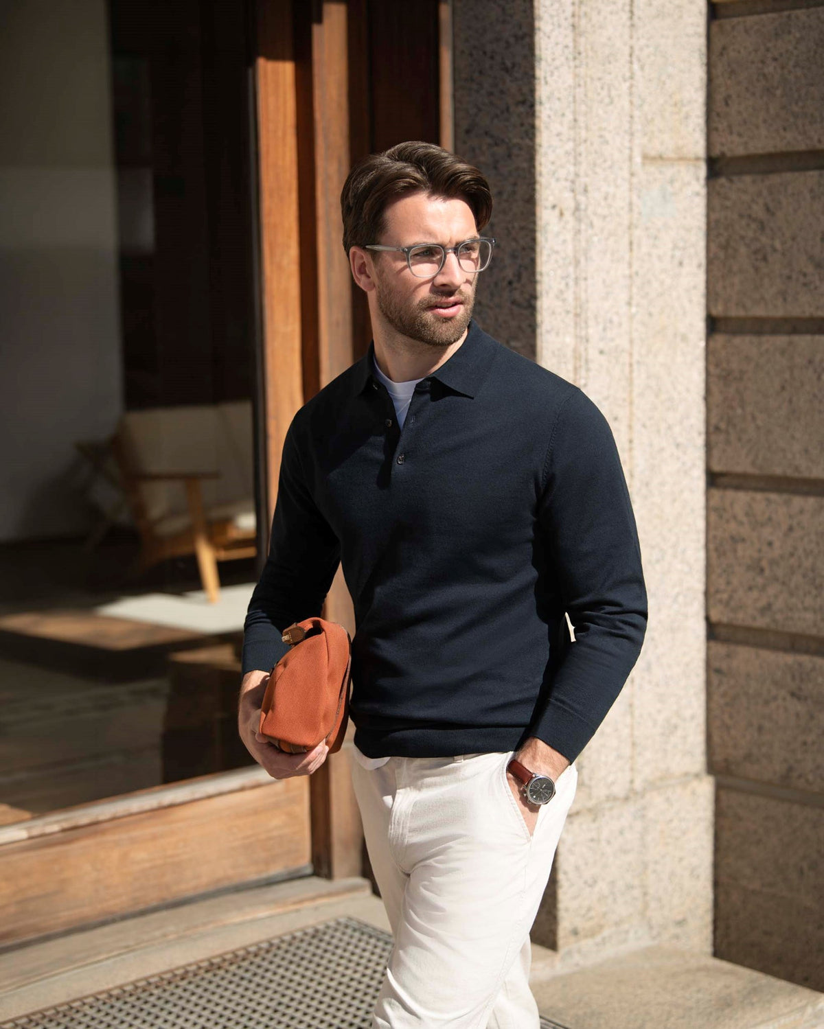 Brighton Long Sleeve Men Navy AW26 Modelimage
