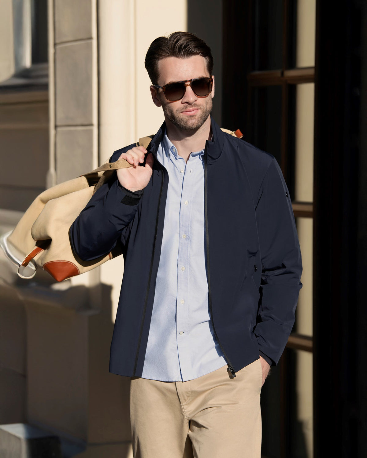 Prescot Men Navy SS26 Modelimage