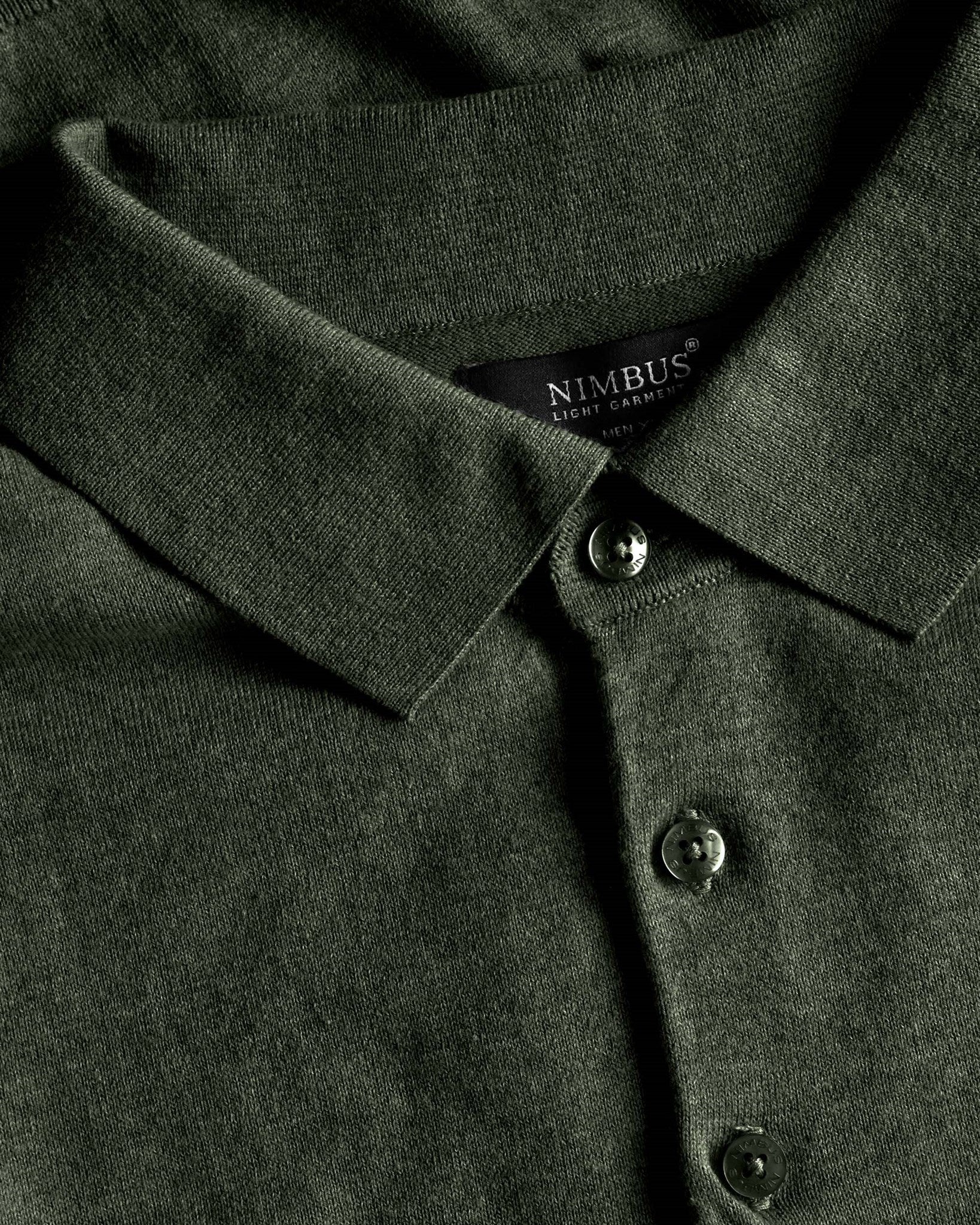 Brighton Long Sleeve Polo Men Olive Melange Closeup 1