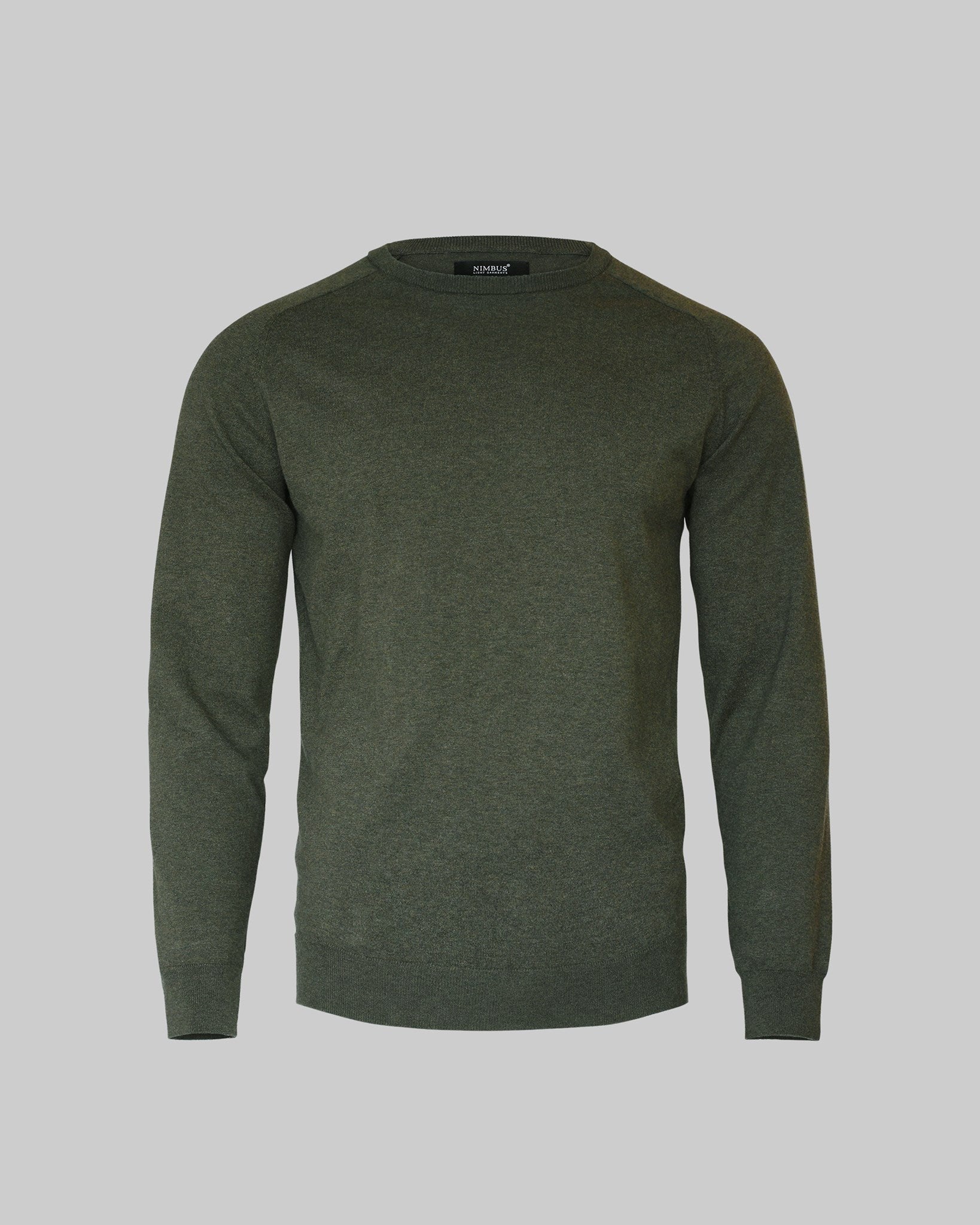 Brighton O Neck Men Olive Melange Front