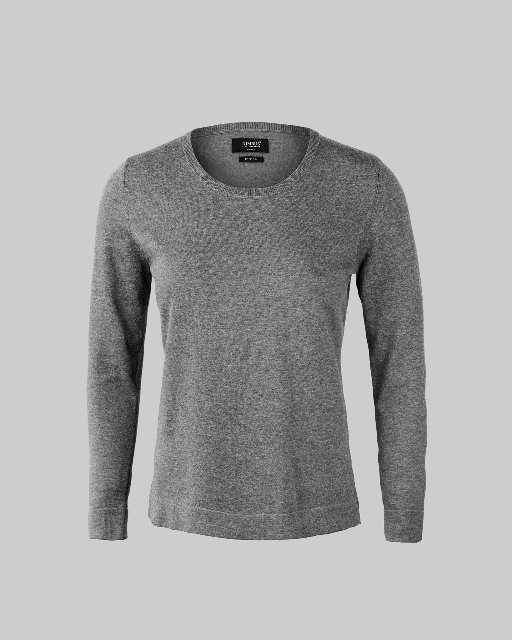 Brighton O Neck Women Grey Melange Front