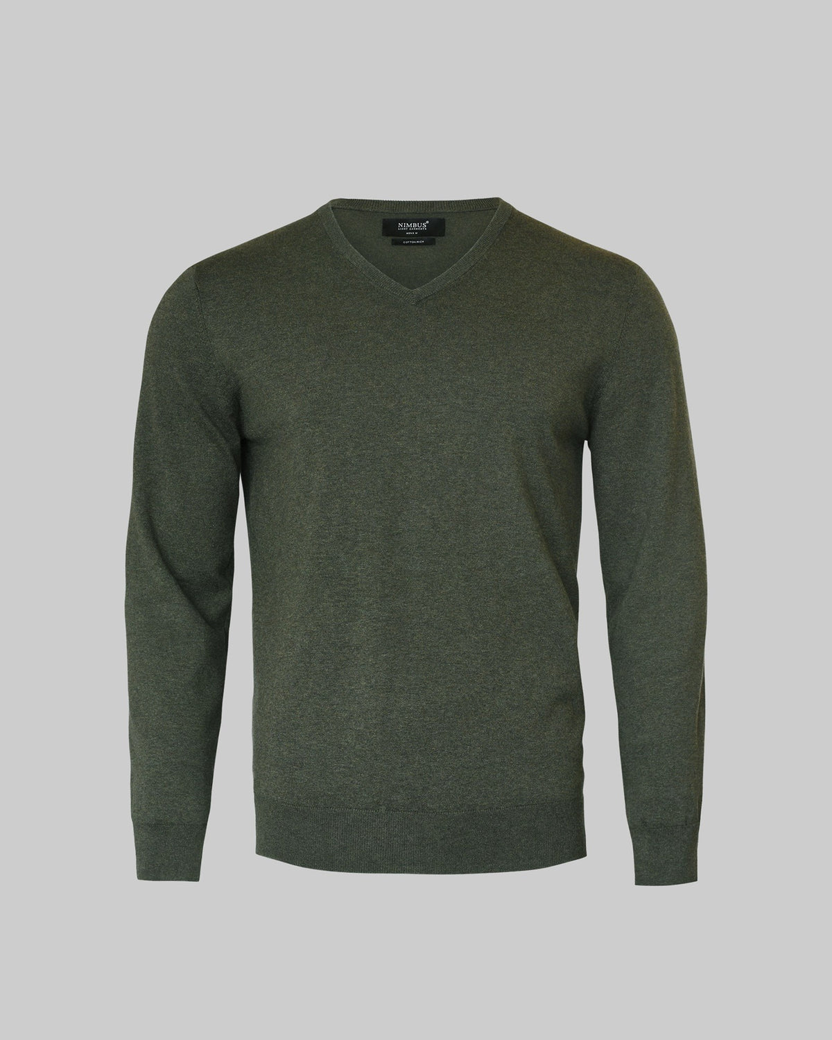 Brighton V Neck Men Olive Melange Front